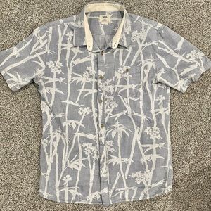 Vans Off The Wall Men’s Button Up Shirt Fun Bamboo Print Pattern Short Sleeve